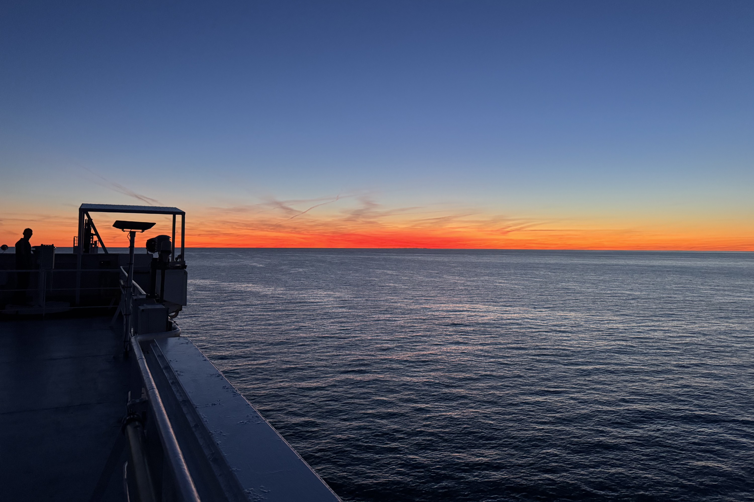 A view of the sea from the ship where Imperial's quantum sensor is being tested.
