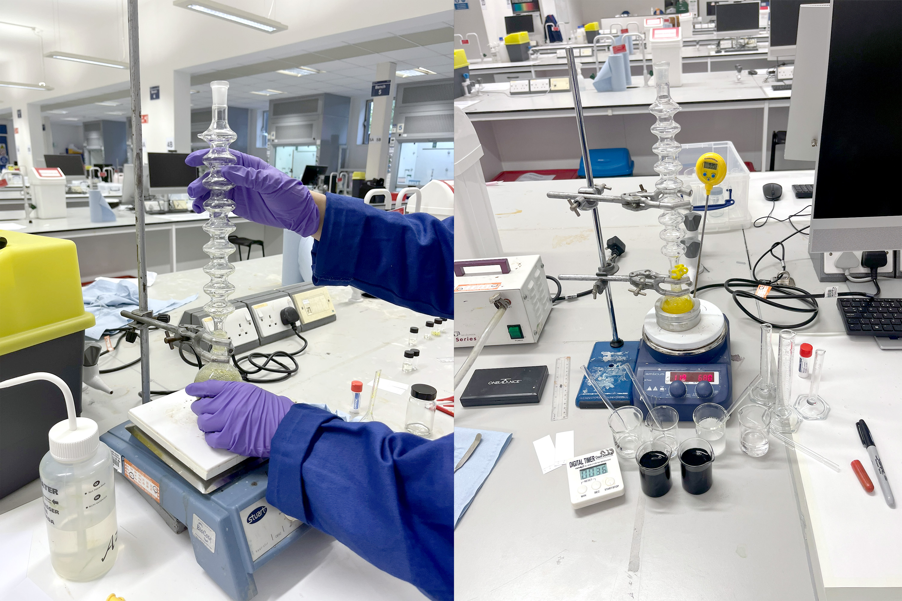 An experiment set up in a chemistry laboratory