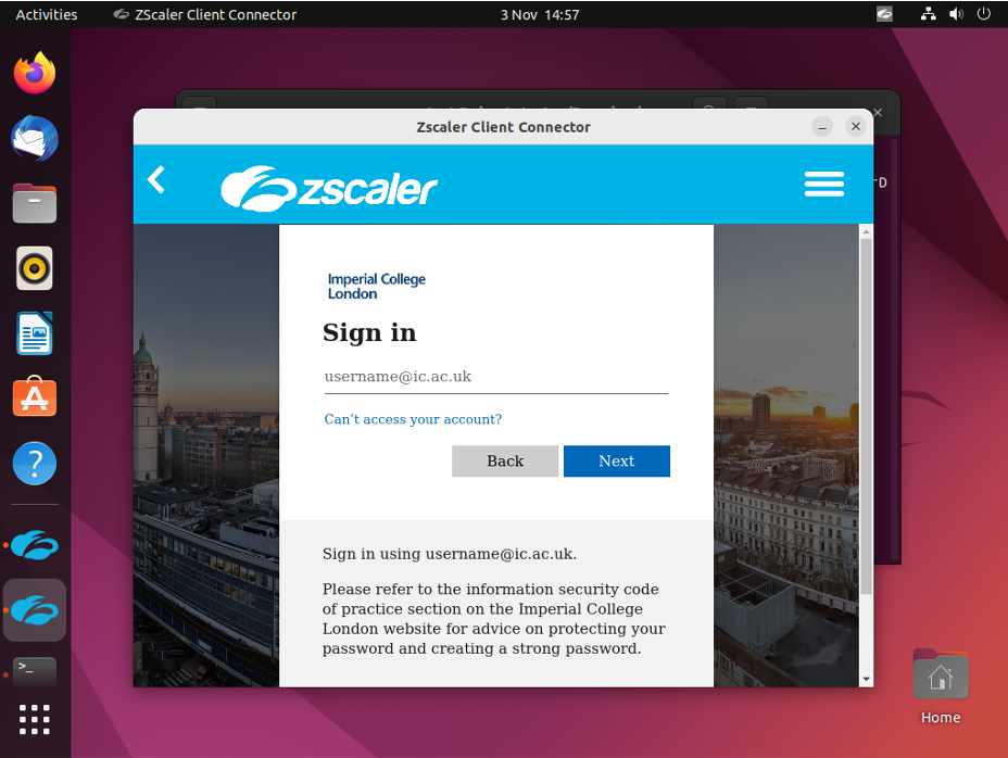 Screenshot for installing Zscaler on a Linux device