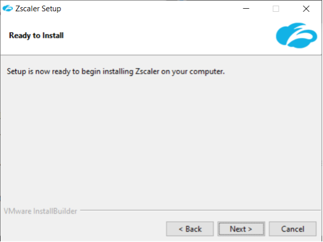 Screenshot for installing Zscaler on a Windows device