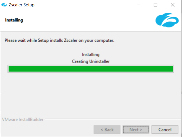 Screenshot for installing Zscaler on a Windows device