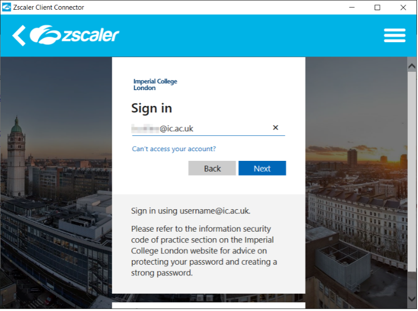 Screenshot for installing Zscaler on a Windows device