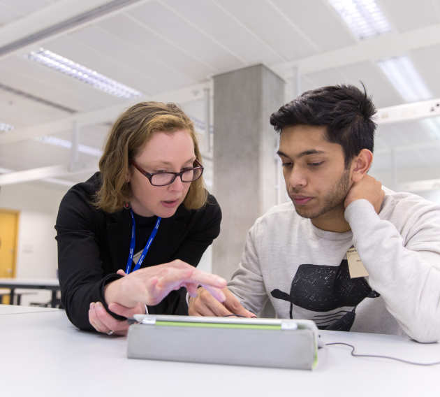 Student being shown content on an iPad