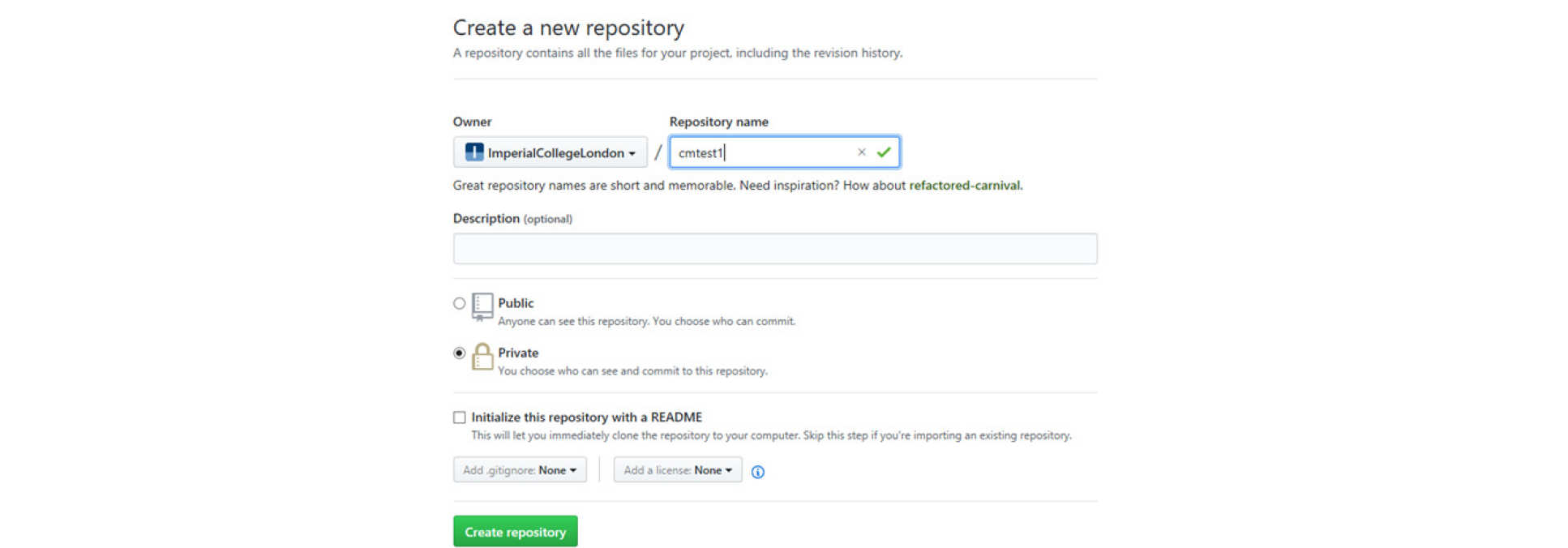 Create a new repository