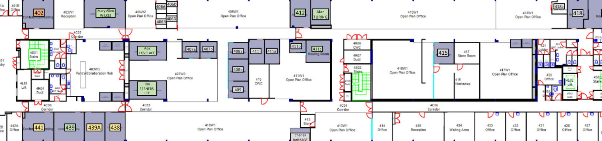 A floor map of sherfield level 4