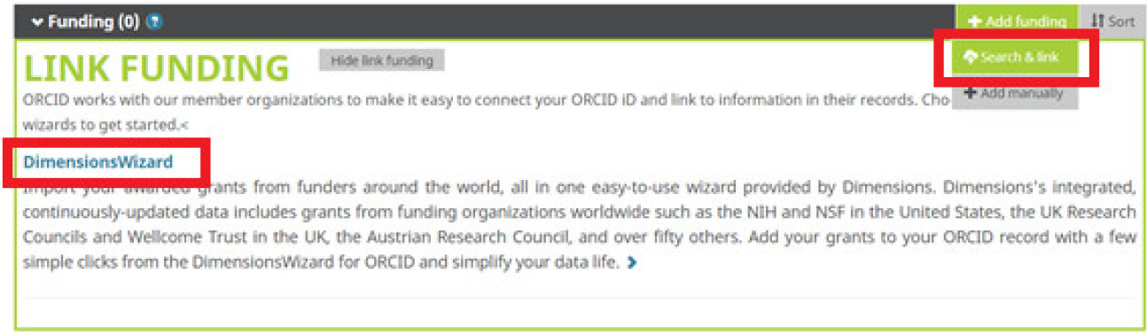 Orcid link funding tab