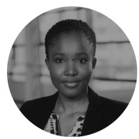 Black and white headshot of woman