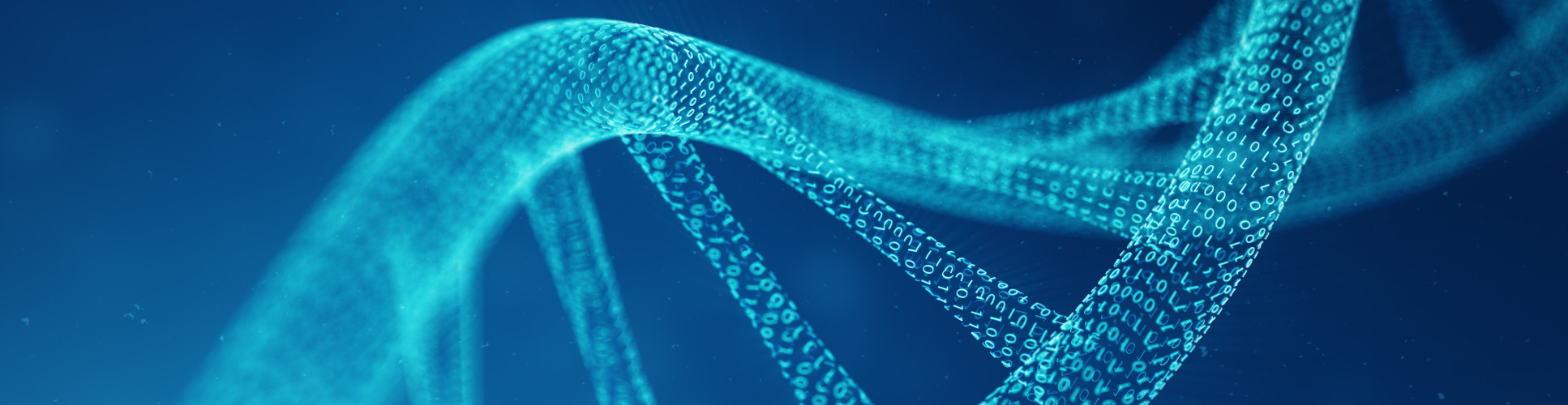 Artifical intelegence DNA molecule. DNA is converted into a binary code. Concept binary code genome. Abstract technology science, concept artifical Dna. 3D illustration