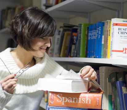 Student with language books